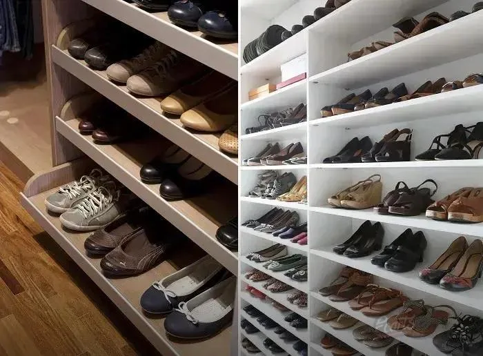 Maximizando o espaço de armazenamento para sapatos Maximizando o espaço de armazenamento para sapatos