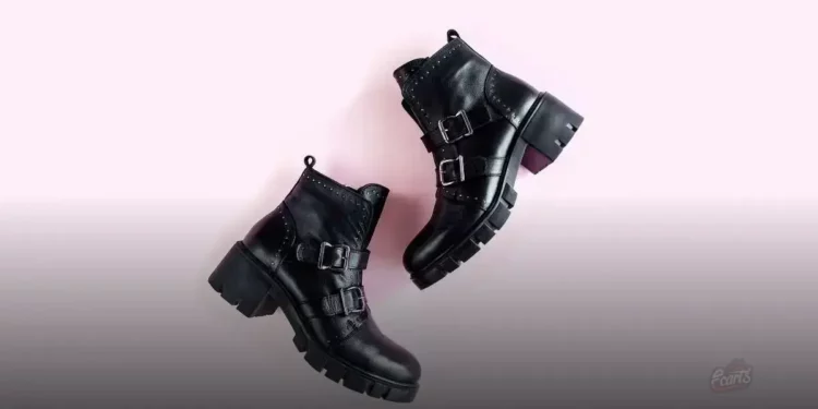 Bota feminina com aplicações