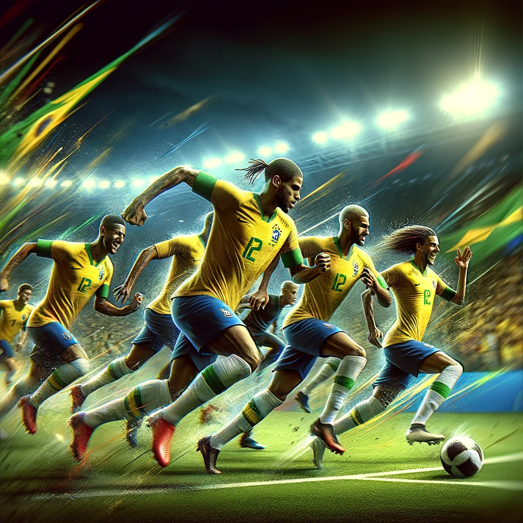 Jogadores da seleção brasileira Sub-23 em ação no torneio pré-olímpico e Brasil Olimpíadas 2024.